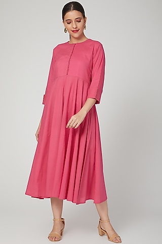 Pink Dress With Potli Work by THE LABEL UNTOLD