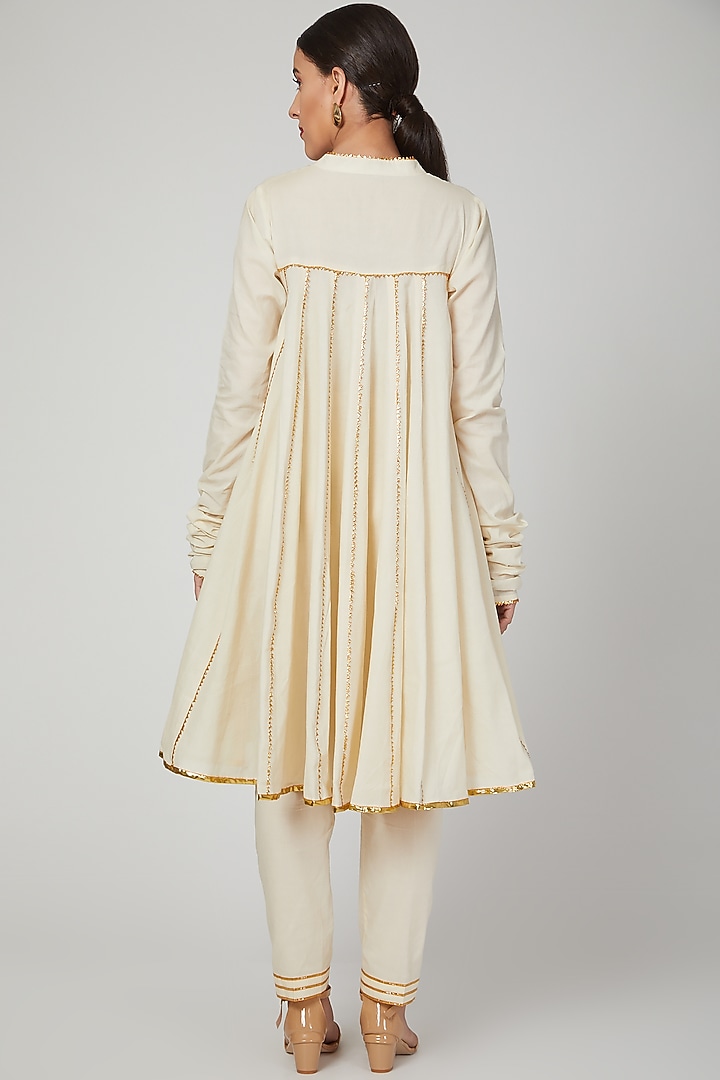 Beige Gota Embroidered Anarkali by THE LABEL UNTOLD at Pernia's Pop Up Shop