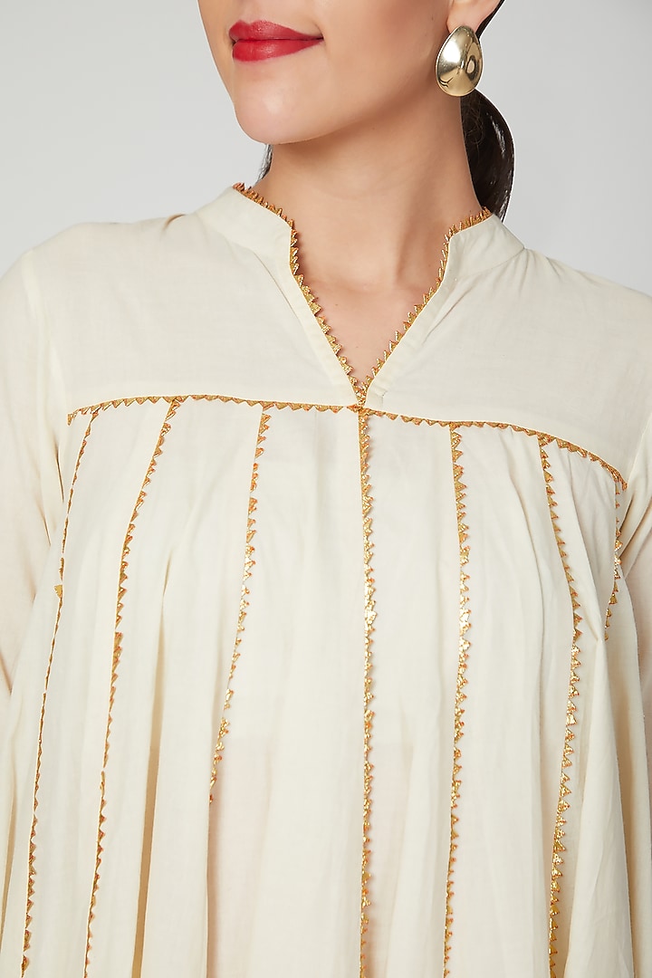Beige Gota Embroidered Anarkali by THE LABEL UNTOLD at Pernia's Pop Up Shop