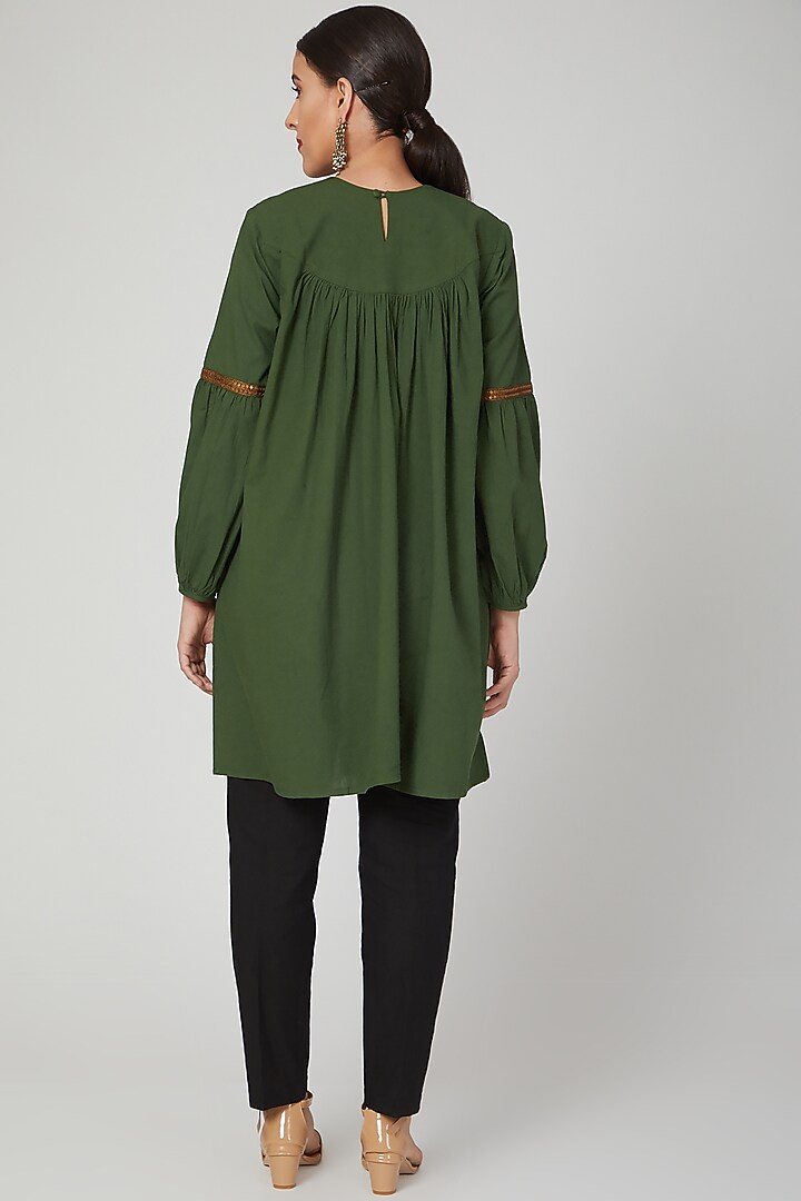 Olive Green Embroidered Top by THE LABEL UNTOLD at Pernia's Pop Up Shop