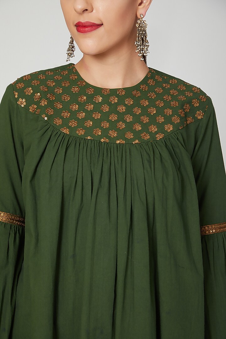 Olive Green Embroidered Top by THE LABEL UNTOLD at Pernia's Pop Up Shop