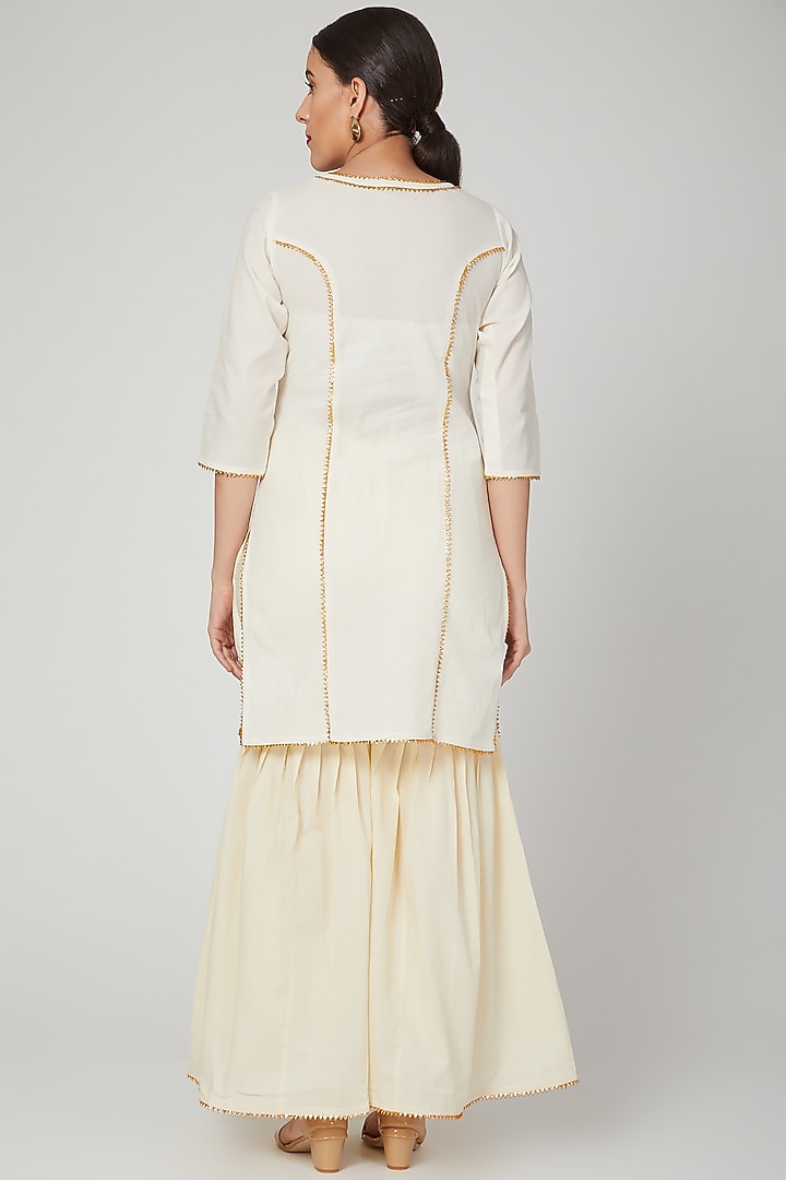 Beige Gota Embroidered Kurta by THE LABEL UNTOLD at Pernia's Pop Up Shop