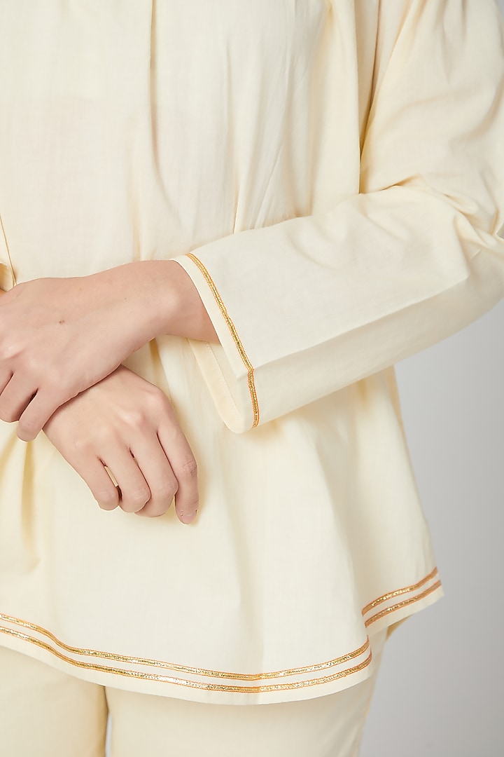 Beige Gota Embroidered Gharara by THE LABEL UNTOLD at Pernia's Pop Up Shop