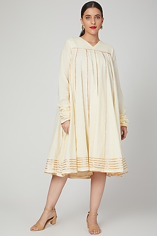 Beige Gota Embroidered Anarkali by THE LABEL UNTOLD
