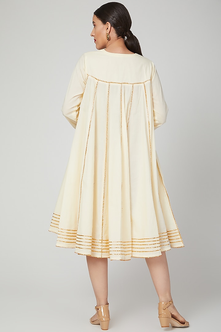 Beige Gota Embroidered Anarkali by THE LABEL UNTOLD at Pernia's Pop Up Shop