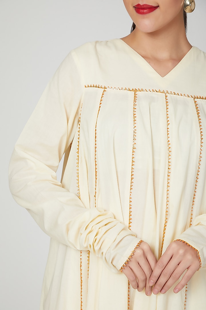 Beige Gota Embroidered Anarkali by THE LABEL UNTOLD at Pernia's Pop Up Shop