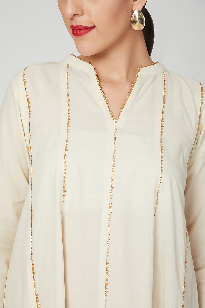 Beige Gota Work Embroidered Anarkali by THE LABEL UNTOLD at Pernia's Pop Up Shop