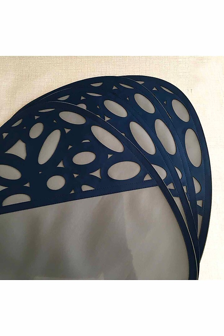 Navy Blue & Steel Grey Leatherette Table Set by The Luxury Store at Pernia's Pop Up Shop