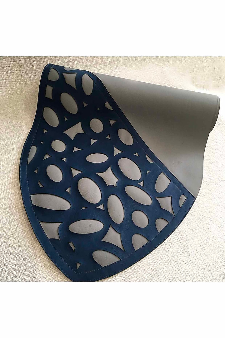 Navy Blue & Steel Grey Leatherette Table Set by The Luxury Store at Pernia's Pop Up Shop