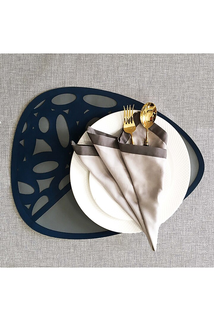 Navy Blue Leatherette Placemats & Coasters by The Luxury Store at Pernia's Pop Up Shop