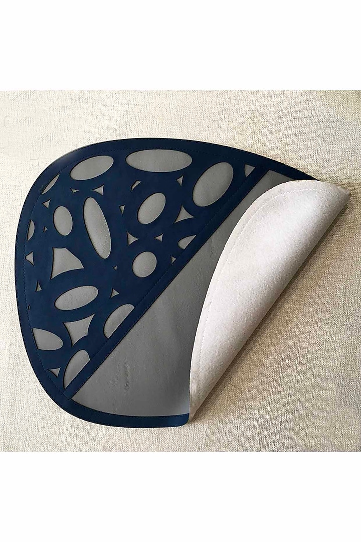 Navy Blue & Steel Grey Leatherette Placemats by The Luxury Store at Pernia's Pop Up Shop