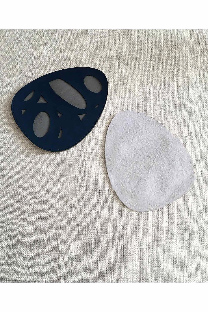 Navy Blue & Steel Grey Leatherette Coasters by The Luxury Store at Pernia's Pop Up Shop
