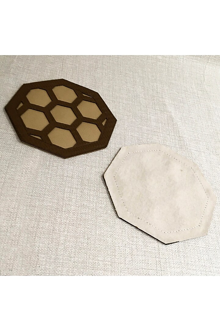 Beige & Brown Leatherette Table Set by The Luxury Store at Pernia's Pop Up Shop