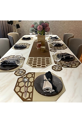 Beige & Brown Leatherette Placemats by The Luxury Store