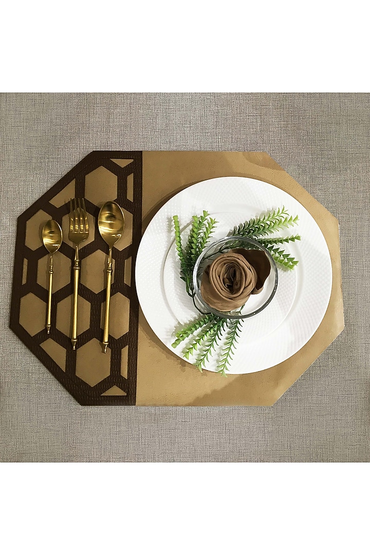 Beige & Brown Leatherette Placemats by The Luxury Store at Pernia's Pop Up Shop