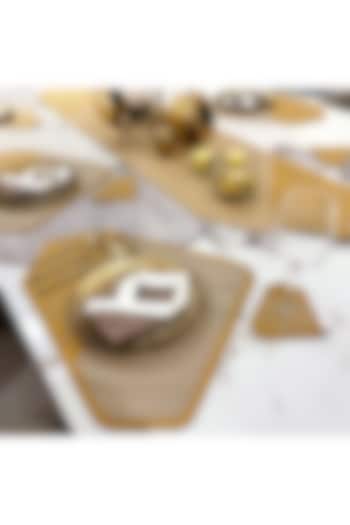 Beige Leatherette Placemats & Coasters by The Luxury Store