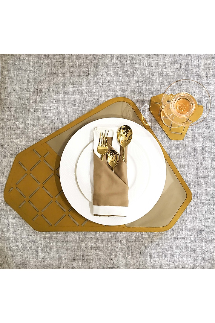 Beige Leatherette Placemats & Coasters by The Luxury Store at Pernia's Pop Up Shop