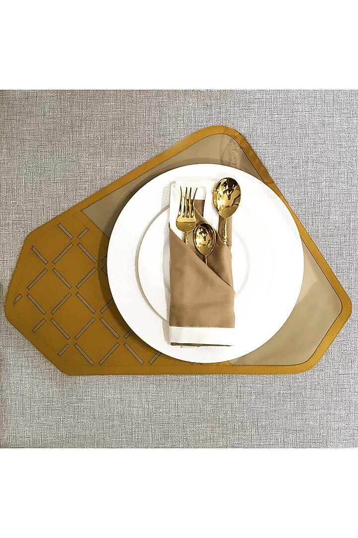 Beige & Ochre Leatherette Placemats by The Luxury Store at Pernia's Pop Up Shop