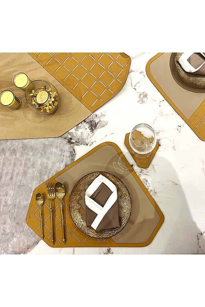 Beige & Ochre Leatherette Placemats by The Luxury Store at Pernia's Pop Up Shop