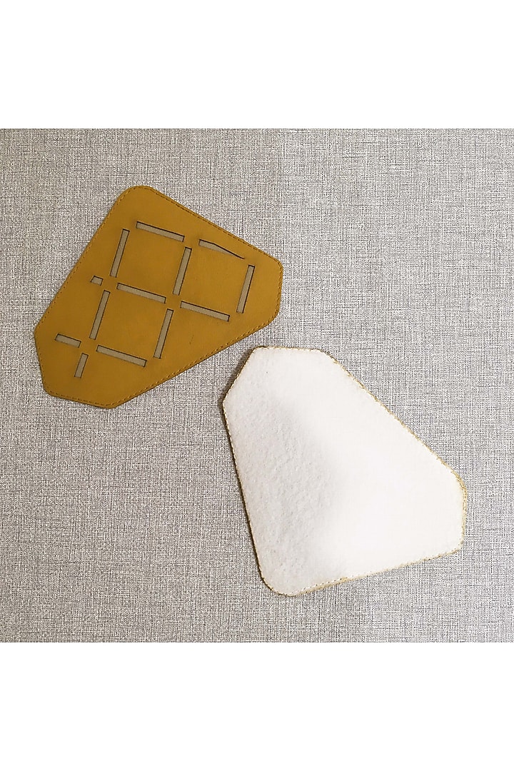 Beige & Ochre Leatherette Coasters by The Luxury Store at Pernia's Pop Up Shop