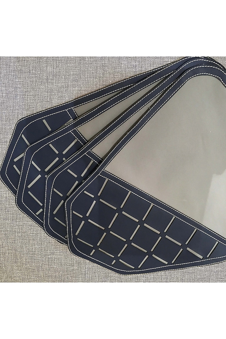 Steel Grey & Navy Blue Leatherette Table Set by The Luxury Store at Pernia's Pop Up Shop