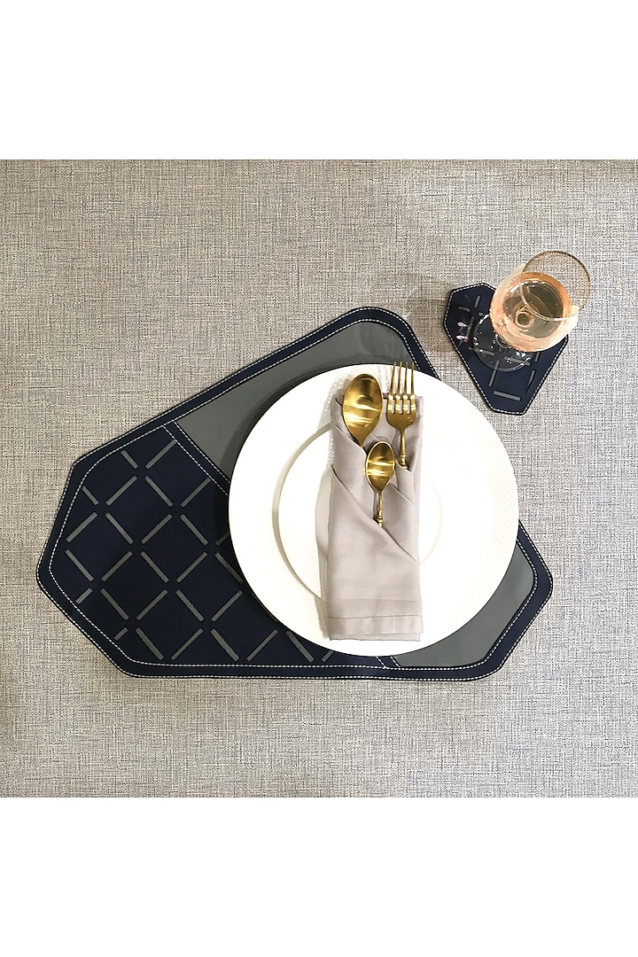 Steel Grey Leatherette Placemats & Coasters by The Luxury Store at Pernia's Pop Up Shop