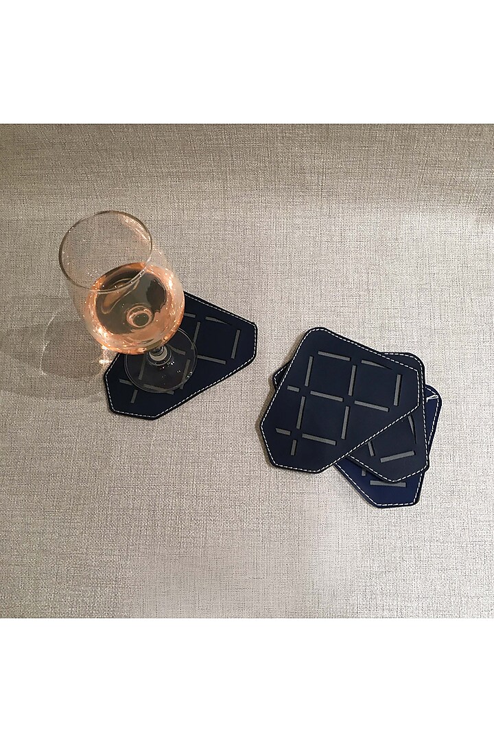 Steel Grey Leatherette Placemats & Coasters by The Luxury Store at Pernia's Pop Up Shop