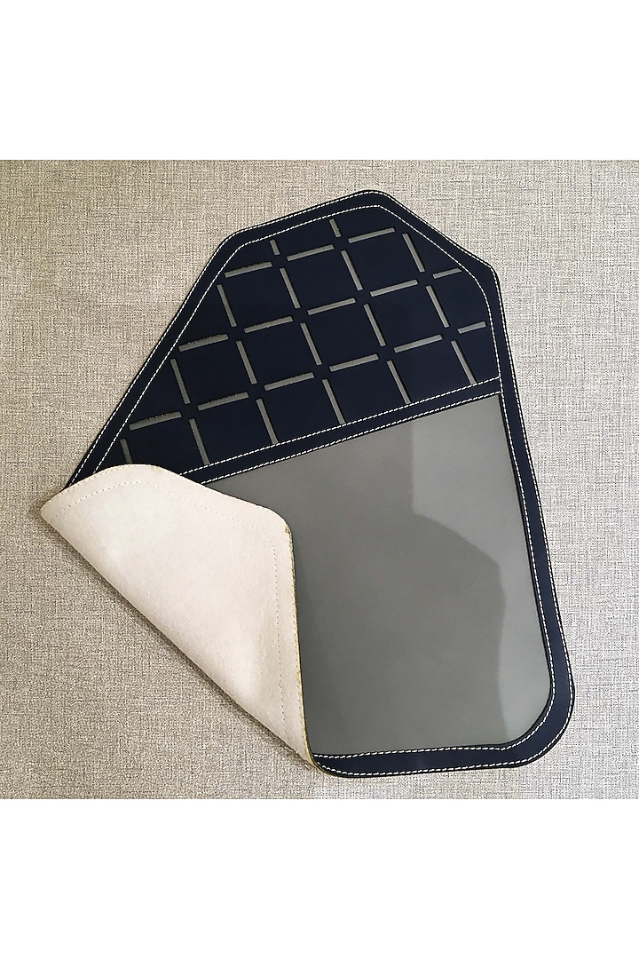 Steel Grey & Navy Blue Leatherette Placemats by The Luxury Store at Pernia's Pop Up Shop