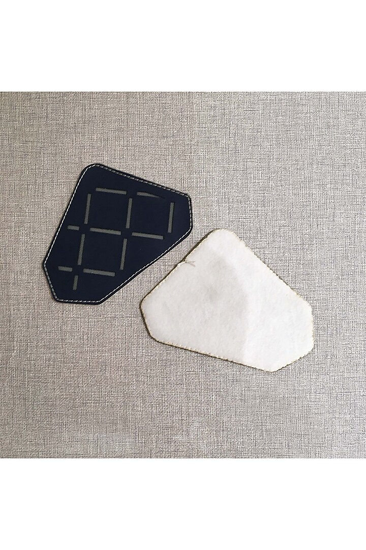 Steel Grey & Navy Blue Leatherette Coasters by The Luxury Store at Pernia's Pop Up Shop