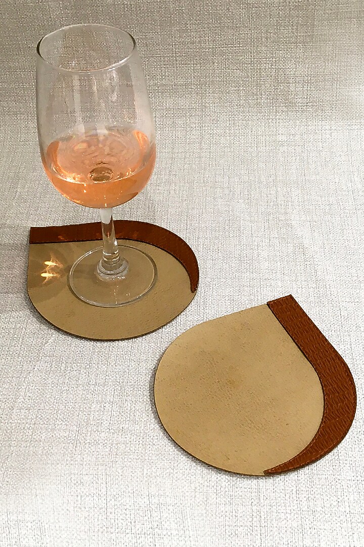 Beige & Tan Orange Leatherette Table Set by The Luxury Store at Pernia's Pop Up Shop