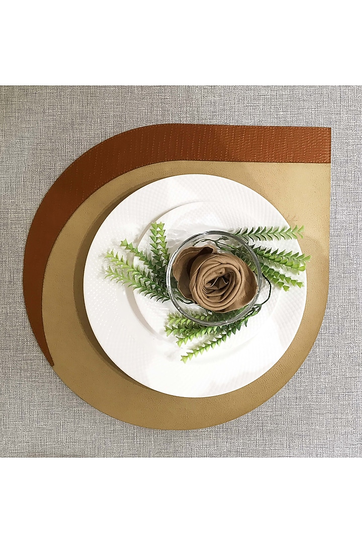Beige & Tan Orange Leatherette Placemats by The Luxury Store at Pernia's Pop Up Shop