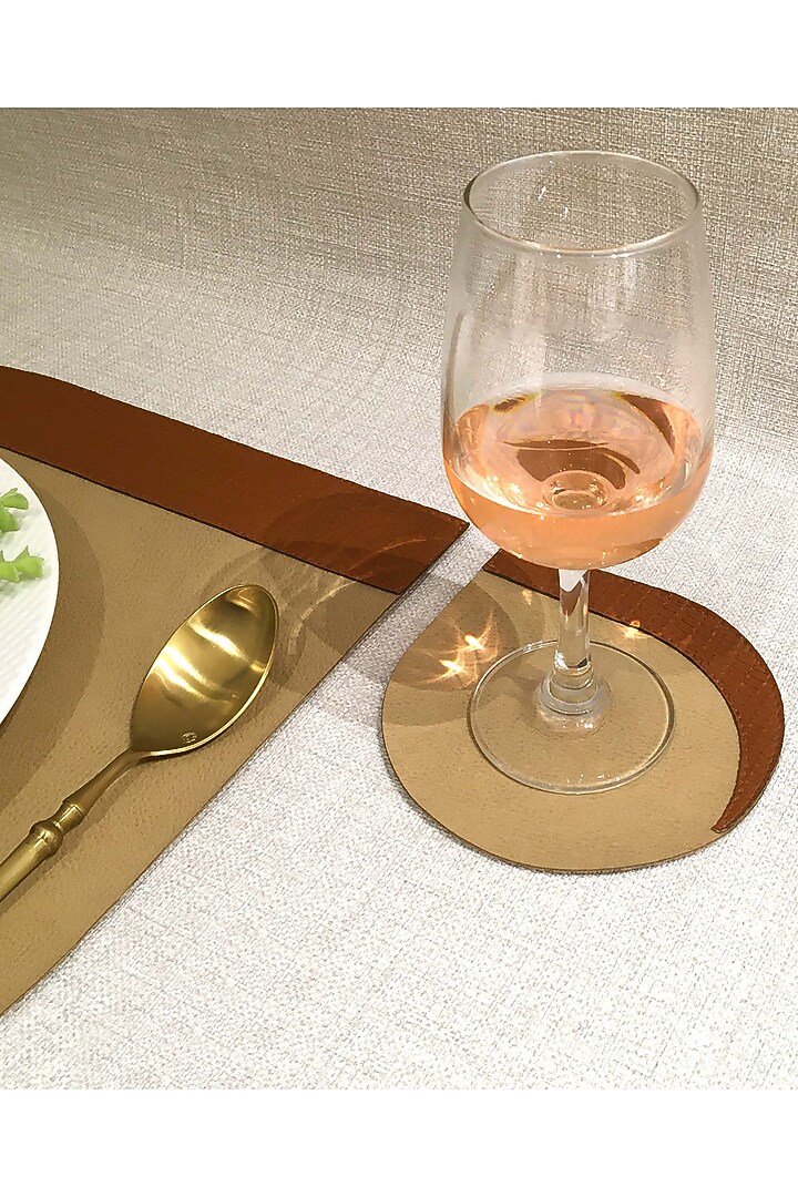 Beige & Tan Orange Leatherette Coasters by The Luxury Store at Pernia's Pop Up Shop