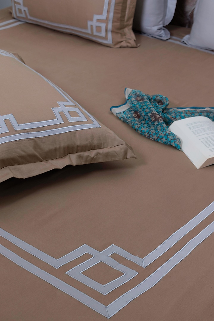 Taupe Brown Pure Cotton Bedsheet Set by The Luxury Store at Pernia's Pop Up Shop