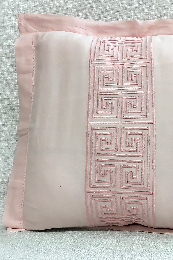 Blush Pink Greek Embroidered Bedsheet Set by The Luxury Store at Pernia's Pop Up Shop