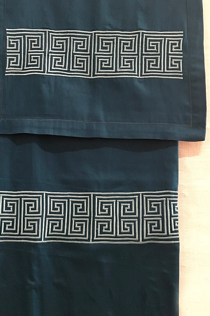 Pine Green Greek Embroidered Bedsheet Set by The Luxury Store at Pernia's Pop Up Shop