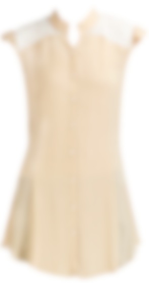 Beige sleeveless tunic with lace and pearl by The little black bow