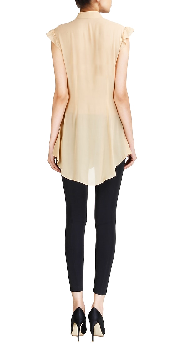 Beige sleeveless tunic with lace and pearl available only at Pernia's Pop-Up Shop.