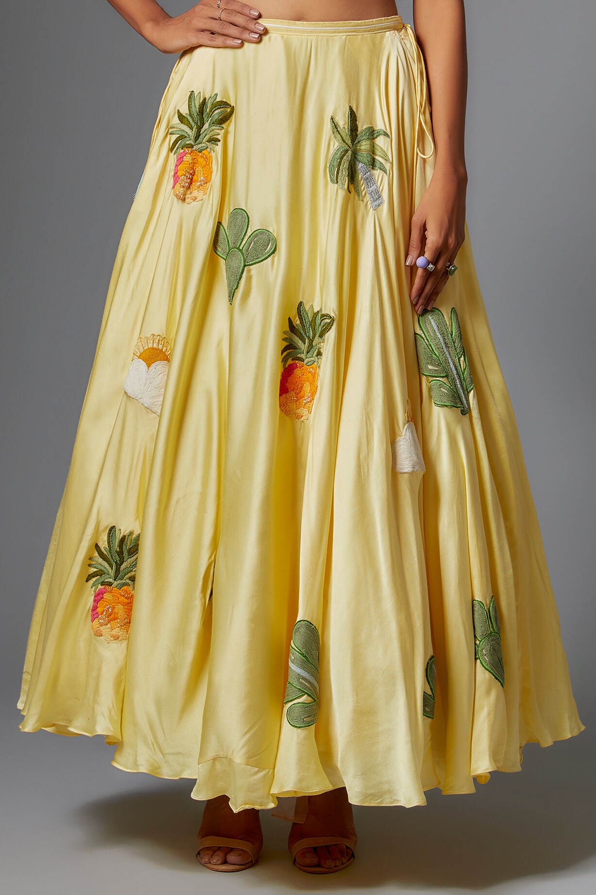 Yellow Crepe Silk Embroidered Wedding Lehenga Set by The little black ...