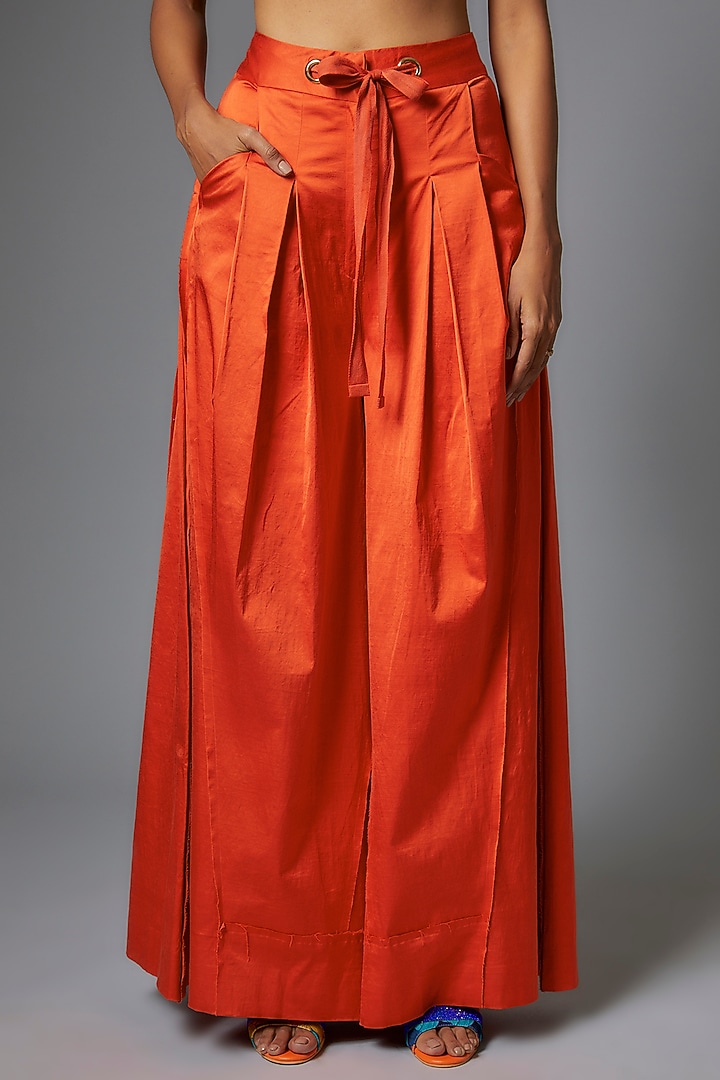 Orange Crepe Silk Pant Set by The Little Black Bow at Pernia's Pop Up Shop