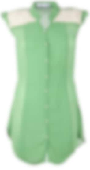 Green sleeveless tunic with lace and pearl by The Little Black Bow