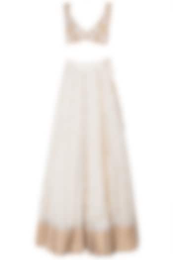 Off white floral embroidered lehenga set available only at Pernia's Pop Up Shop.