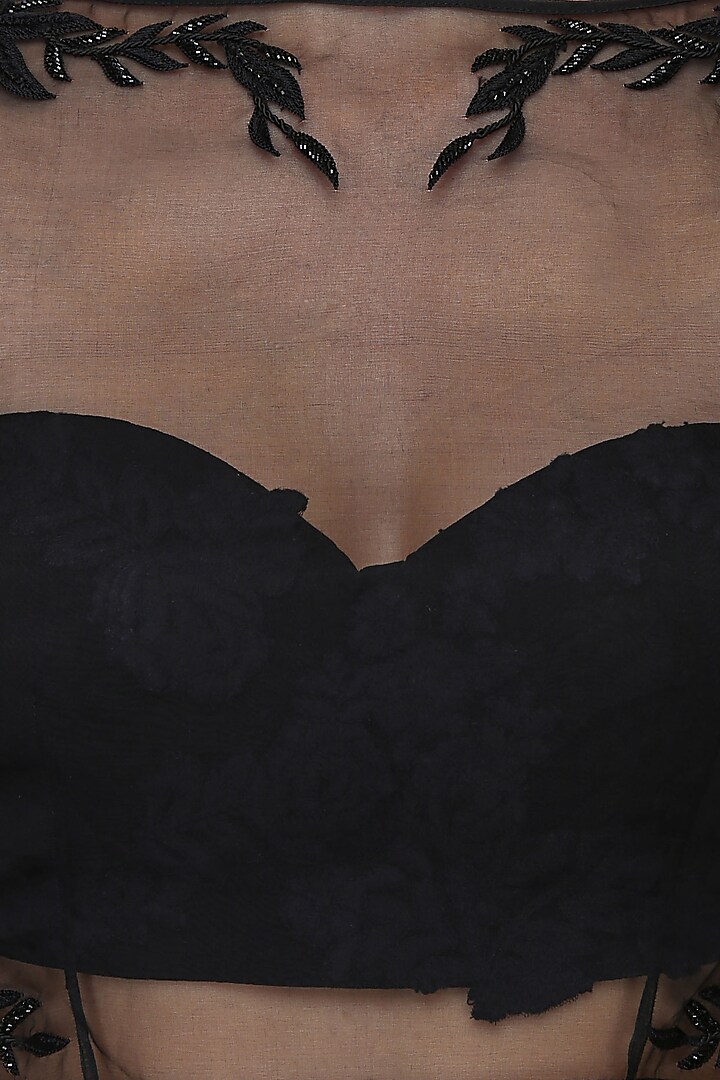 Black floral work sheer crop top and skirt set available only at Pernia's Pop Up Shop.