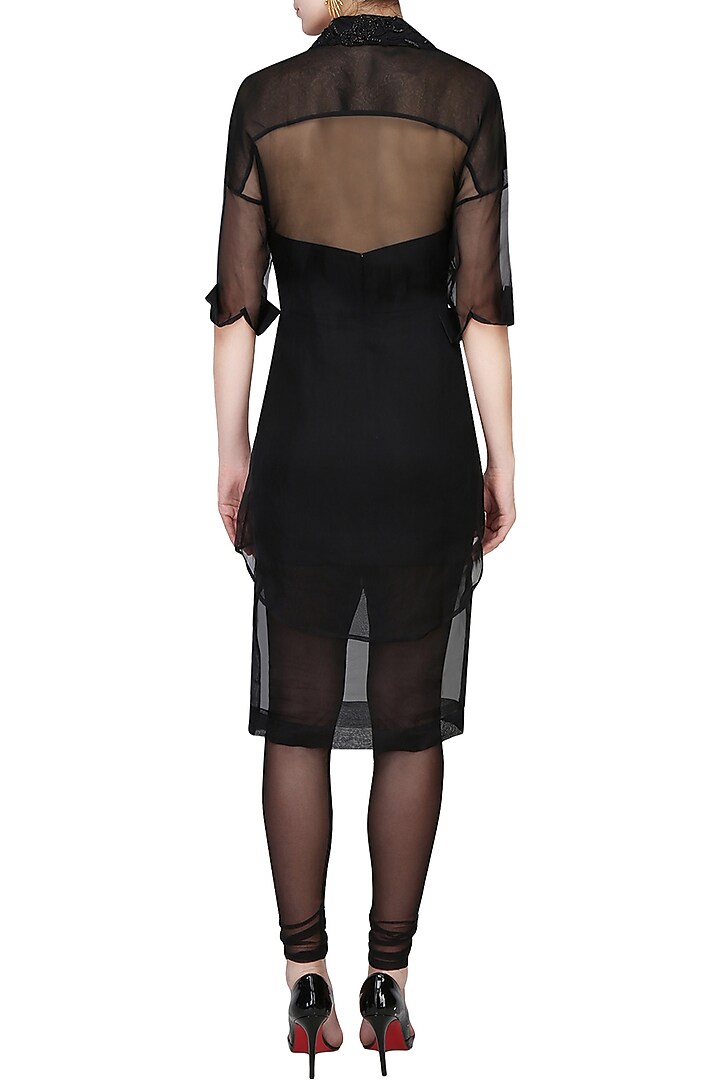 Black sheer shirt, fitted dress and tights set available only at Pernia's Pop Up Shop.