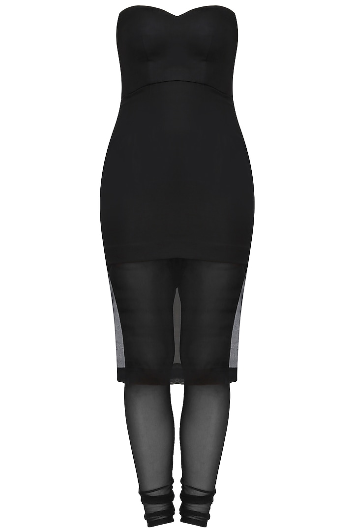 Black sheer shirt, fitted dress and tights set available only at Pernia's Pop Up Shop.