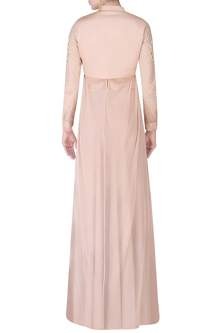 Rose pink floral embroidered bomber jacket and skirt set available only at Pernia's Pop Up Shop.