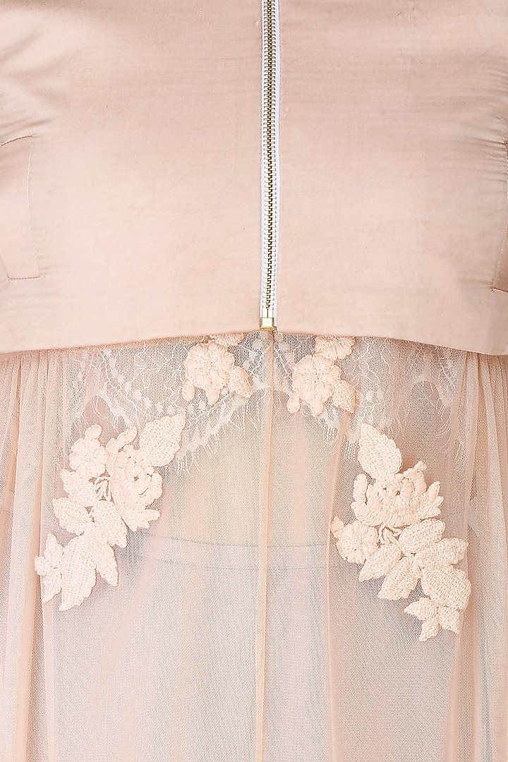 Rose pink floral embroidered bomber jacket and skirt set available only at Pernia's Pop Up Shop.