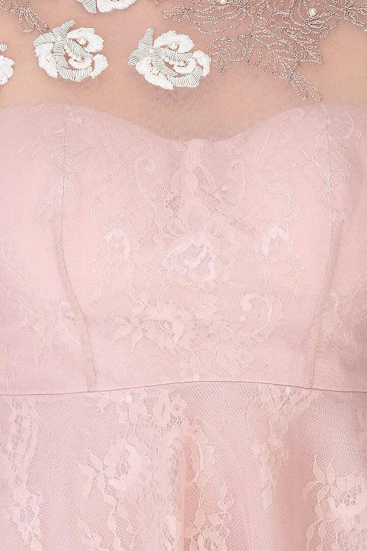 Lilac floral lace work vintage peplum top and dhoti pants set available only at Pernia's Pop Up Shop.