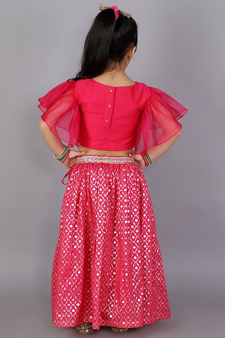 Fuchsia Pink Cotton Silk Lehenga Set For Girls by The little tales at Pernia's Pop Up Shop