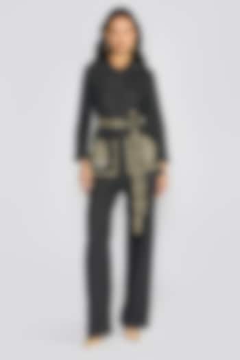 Stone Grey Cotton Denim Embroidered Co-Ord Set by talitha at Pernia's Pop Up Shop