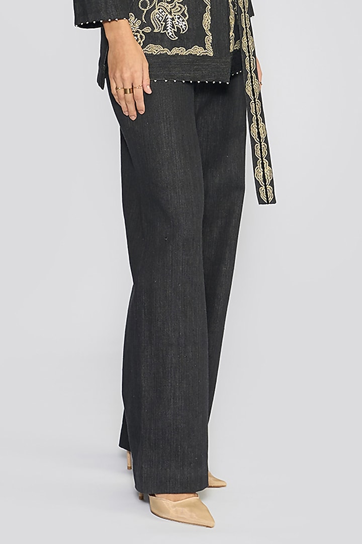 Stone Grey Cotton Denim Embroidered Co-Ord Set by talitha at Pernia's Pop Up Shop